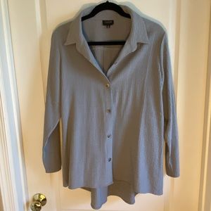 Toofan NWOT Textured Swing Blouse, Neutral Beige Grey, Shell Buttons Size Medium